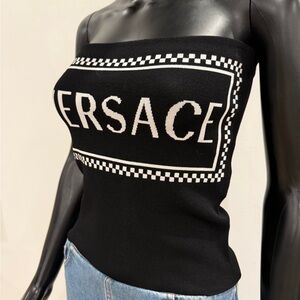 Versace Runway Logo Strapless Tube Top Black Size 40 / Small Never Worn